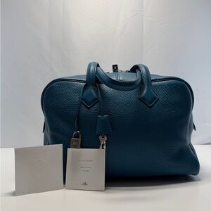 Hermes victoria  35 shoulder blue Leather Handbag